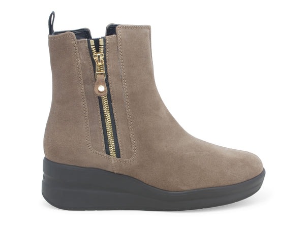 Melluso stivaletti zip zeppa comfort camoscio beige taupe R25611B-218662